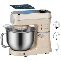 HOMCOM Stand Mixer, 6L 1400W Tilt-Head Food Mixer with 11 Speeds, Pulse & Fermentation Function, LED Display, Cream(m-10)
