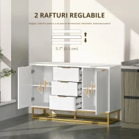 HOMCOM Dulap Modern Alb Dulap Jos Bufet pentru Bucatarie cu 3 Sertare și 2 Uși(m-6)