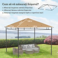 Outsunny Acoperiș de rezervă pentru pavilion 3x3m din poliester cu orificii de ventilație și găuri pentru drenaj, bej(m-3)