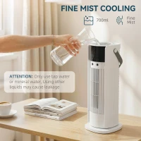 HOMCOM Wentylator kolumnowy do sypialni, 40 cm wentylator biurkowy z funkcją mgiełki, 3 prędkości, oscylacja 90°, timer(m-4)