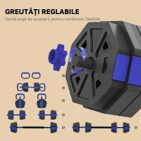 SPORTNOW Set Greutăți de Sală 4 în 1 de 30kg, Convertibil în Kettlebell, 2 Gantere, Haltere și Suport pentru Flotări, Roșu(m-5)