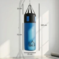 HOMCOM Boxsack-Set Box-Set mit Boxhandschuhen Gefüllt Boxset für Erwachsene Jugendlichen bis 100 KG Belastbar Ø25 x 102 cm Blau(m-3)