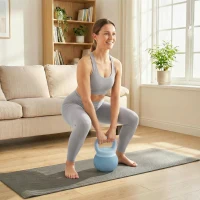 SPORTNOW Pesa Rusa 10 kg Kettlebell Relleno de Arena Metálica y Mango Antideslizante para Entrenamiento 24x24x32 cm Azul Claro(m-9)