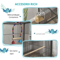 Pawhut Colivie pentru Pasari – 48×46×74 cm cu Suport Rulant(m-7)