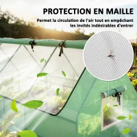 Outsunny Mini serre de jardin mini serre tunnel 240 x 90 x 90 cm toit pointu acier PE 3 fenêtres en filet enroulables vert(m-9)