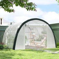 Outsunny 4 x 3(m) Walk-In Tunnel Greenhouse, with Accessories - White(m-2)