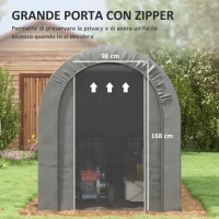 Outsunny Capanno da Giardino, Tenda da Stoccaggio Esterno, Garage per Bici, Tetto in PE, Struttura in Metallo Zincato, Grigio(m-6)