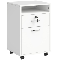 HOMCOM Cajonera de Oficina con Cajón con Cerradura y Armario con Ruedas Soporte de Impresora para Estudio 40x35x60 cm Blanco