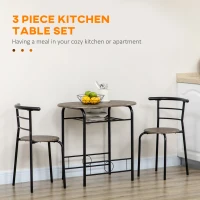 HOMCOM Zestaw bistro 3-częściowy, 1 stół, 2 krzesła, 80 cm x 53 cm x 74,5 cm, Czarny(m-4)