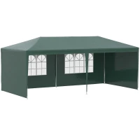 Outsunny Tonnelle de jardin, tente de réception avec Fenêtres et parois latérales amovibles, pour fêtes et mariages, 6 x 3 m Vert(m-12)