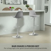 HOMCOM Zestaw 2 stołków barowych, krzeseł obrotowych z oparciem, regulowana wysokość, obciążenie do 120 kg, 42 x 41 x 82-104 cm, szare(m-4)