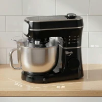 HOMCOM Stand Mixer, 6L 1400W Tilt-Head Food Mixer with 11 Speeds, Pulse & Fermentation Function, LED Display, Black(m-3)