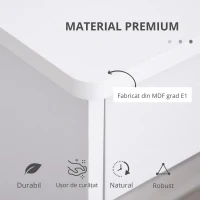 HOMCOM Birou PC Modern pentru Birou sau Camera cu 2 Sertare si Dulap din Lemn Alb(m-5)