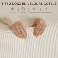 HOMCOM Canapé 3 places en velours côtelé 230 cm, canapé moderne, pas de montage nécessaire, beige(m-6)