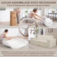 HOMCOM Canapé 3 places en velours côtelé 230 cm, canapé moderne, pas de montage nécessaire, beige(m-7)