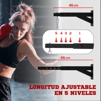 SPORTNOW Soporte Saco Boxeo de Pared con Distancia Ajustable Gancho Giratorio Cadenas 45-65 cm Negro(m-4)