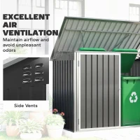 Outsunny Osłona na 2 pojemniki na śmieci z ocynkowanej stali z pokrywą, siłownikiem gazowym, podwójnymi drzwiami i otworami wentylacyjnymi(m-6)