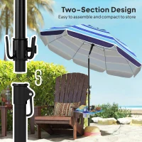 Outsunny Parasol Plażowy Ø198 cm UV30+ z Składanym Stolikiem i Uchwytami na Napoje, Regulowany, Wielokolorowy(m-8)