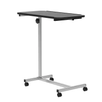 HOMCOM Mesa Auxiliar con Ruedas con Altura Ajustable y Marco de Metal Carga 20 kg 77x40x76-100 cm Negro y Plata(m-10)