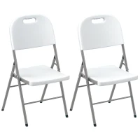 Outsunny Set of Two Foldable Outdoor Chairs - White(m-10)