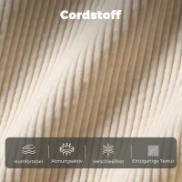 HOMCOM Sofa 2 Sitzer Couch mit 2 Wurfkissen, Stauraum Massivholzfüßen Kleine Modern Loveseat Corduroy 117 x 63 x 79 cm Beige(m-6)