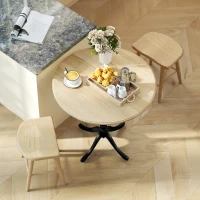 HOMCOM Table à manger ronde pour 4 personnes Ø 80 cm, table de cuisine, piétement en acier, style moderne, bois naturel et noir(m-9)