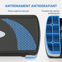 HOMCOM Aerobic-Stepper 3-stufig höhenverstellbar 80 x 31 x 20 cm Schwarz+Hellblau+Grau(m-5)