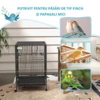 Pawhut Colivie pentru Pasari – 48×46×74 cm cu Suport Rulant(m-4)