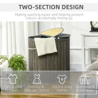 HOMCOM Kosz na bieliznę 100L z wyjmowaną ławą do prania 62,5 cm x 37 cm x 60,5 cm Naturalny + Biały(m-6)