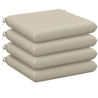 Outsunny Lot de 4 coussins de chaise, galettes de chaise 47 x 47 cm, rembourrage épais, résistant à la décoloration, beige(m-1)