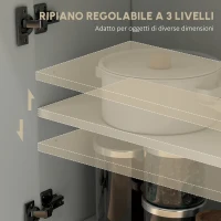 HOMCOM Buffet Mobile da Stoccaggio con 2 Cassetti 3 Mensole Aperte e Mobile con 2 Ante, 110 x 29,5 x 82 cm, Bianco(m-5)