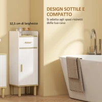 HOMCOM Mobile da Bagno Stretto con Mensola Regolabile Bianco(m-4)