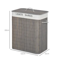 Outsunny Wasmand wasmand afneembaar met 3 handvatten polyester metaal bruin + wit(m-3)