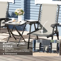 Outsunny Bistro Set 3-teilig aus Stahl Wetterfest Gartenmöbel Set mit klappbar Bistrotisch Becherhalter Gartenstühlen Dunkelgrau(m-5)