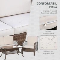 Outsunny Set Masa Scaune Canapea de Exterior Mobilier de gradina din Ratan Maro(m-5)