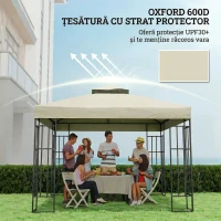 Outsunny Acoperire pentru Foișor de Grădină 3x3m, Acoperiș de Schimb UPF30+ cu 2 Straturi, Poliester, Crem(m-6)
