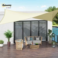 Outsunny Rectangular Shade Sail 3 x 4 m High-Density Polyethylene UV Protection With Storage Bag - Cream(m-10)
