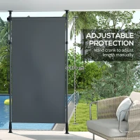 Outsunny Wolnostojąca Markiza, Regulowana Długość, Montaż Bez Wiercenia, Rama z Aluminium, 1,5 x 2,2-3,1 m, Ciemnoszary(m-5)