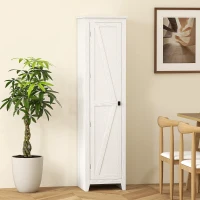 HOMCOM Armoire de Rangement buffet cuisine avec 2 étagères réglables- Hauteur 170 cm en Bois Blanc(m-8)