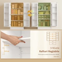 HOMCOM Servantă de Bucătărie cu Dulap, 8 Rafturi pentru Condimente și 2 Sertare, 60x40x159 cm, Alb(m-7)