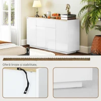 HOMCOM Bufet de Bucătărie cu 3 Dulapuri și 4 Uși cu Îchidere Lină, Mobilier Modern cu Sertar, 140x40x75 cm, Alb(m-4)