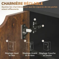 HOMCOM Meuble de rangement pour bureau 5 tiroirs 1 porte étagère réglable, support imprimante roulettes, 78x40x66,5 cm, marron(m-8)