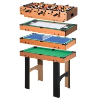 HOMCOM Stół wielofunkcyjny 4w1: piłkarzyki, hokej, tenis, bilard(m-1)