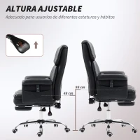 HOMCOM Silla de Oficina con 6 Puntos de Masaje Reposapiés Retráctil Altura Ajustable Control Remoto y Soporte Lumbar Negro(m-7)