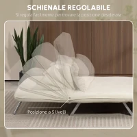 HOMCOM Divano letto 2 posti con schienale regolabile e 2 cuscini, rivestimento in tessuto effetto scamosciato, Beige(m-5)