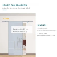 HOMCOM usa glisanta cu sina, din sticla, 90x205x0.8 cm(m-4)