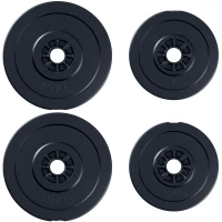 HOMCOM Juego de 4 Discos de Pesas de 2x5 kg y 2x10 kg Juego de Placas de Pesas con Agujero de Ø25 mm para Barra o Mancuernas Entrenamiento de Fuerza Levantamiento de Pesas Negro(m-10)