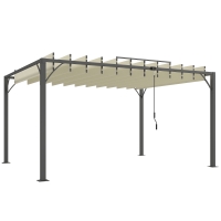 Outsunny Pérgola de Jardín 3x4 m con Protección UPF30+ Gazebo con Techo Ajustable Estructura de Aluminio para Exterior Crema