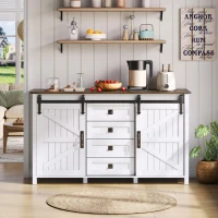 Sideboard mit Stauraum, mit Schiebetüren und 4 Schubladen, geeignet für Küche, Esszimmer und Wohnzimmer, 137 x 40 x 81,5 cm, Weiß(m-4)