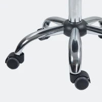 HOMCOM Rolling stool massage stool - 360° swivel work stool - seat adjustable 49-64H cm, ergonomic backrest - chrome metal black synthetic upholstery(m-1)